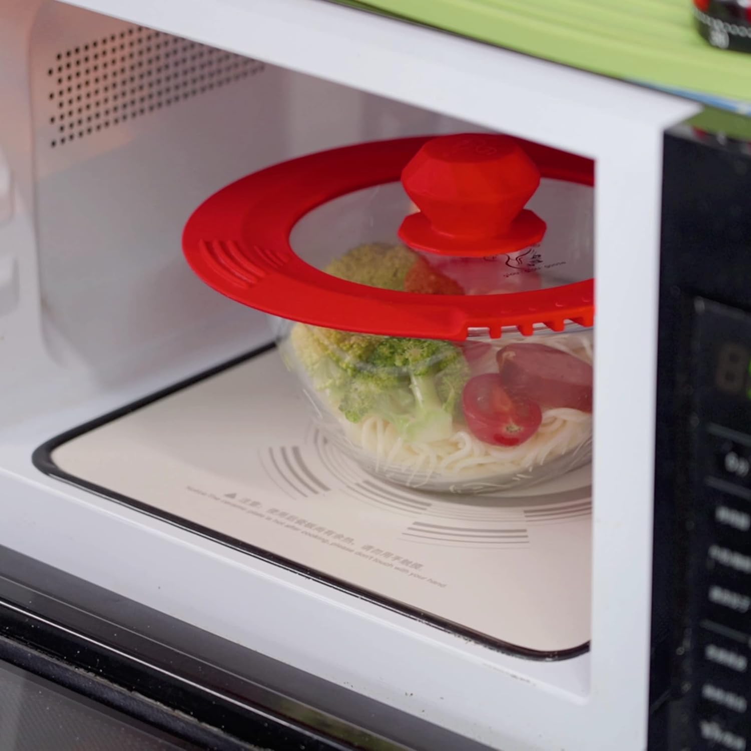 Tempered Strainer Lid for Stockpot Pot Pasta Pot Soup Pot with Heat Resistant Silicone Rim Glass Universal Pan Lids Pour Spout Water Oil Microwave Safe Fit 8-8.5-9-9.5 inch Black: Home & Kitchen