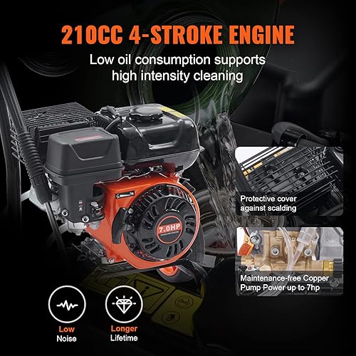 Miniatura 3 de VEVOR Gas Pressure Washer, 3600 PSI 2.6 GPM, Gas Powered Pressure Washer with Copper Pump, Spray Gun and Extension Wand, 5 Quick Connect Nozzles,