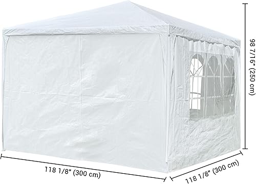 Miniatura 23 de Yescom 20 x 10 pies, color blanco para fiesta de boda al aire libre, patio, toldo cerrado con toldo extraíble de pared lateral, refugio solar