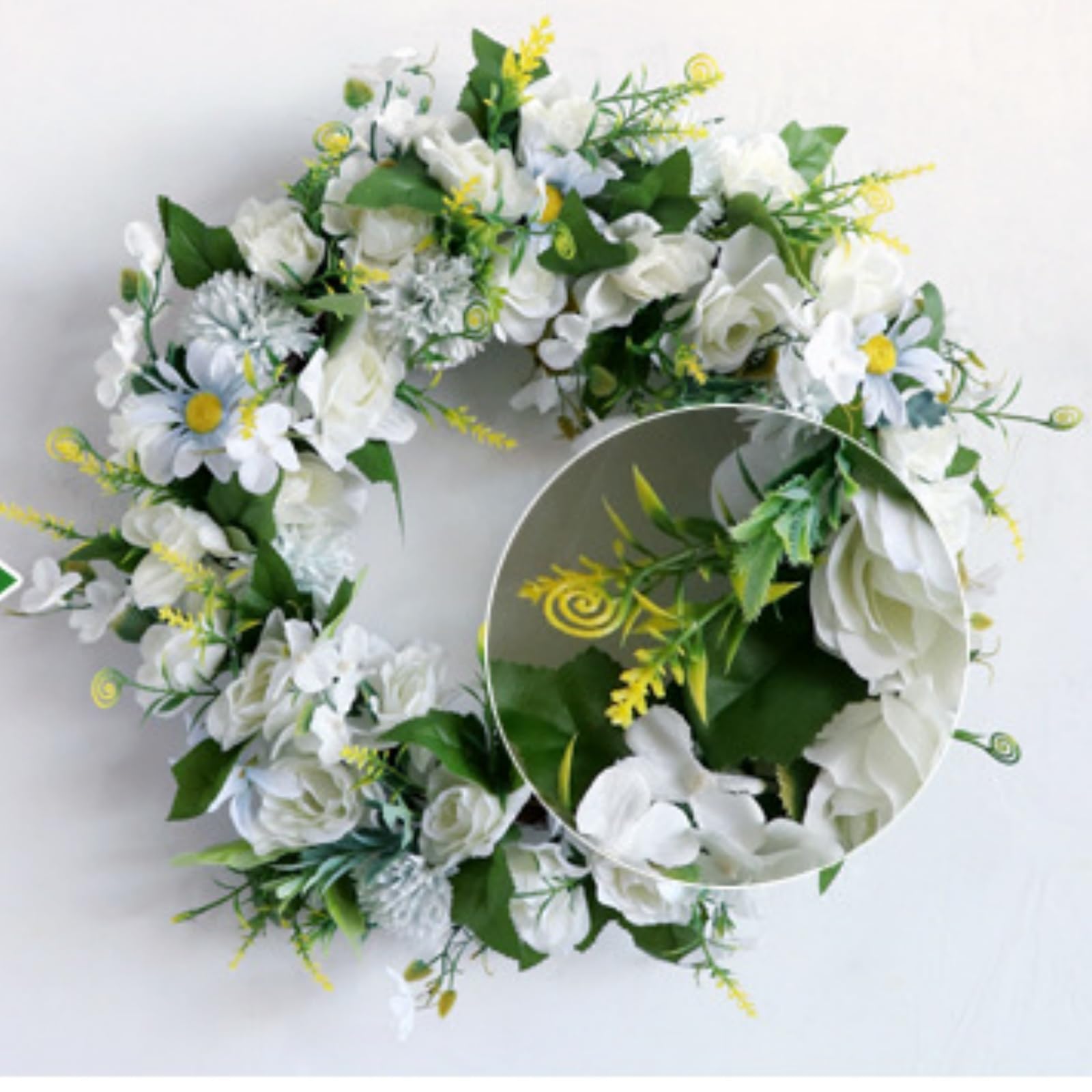 Künstliche Türkranz Deko, 40 cm Weiße Gardenien Blumenkranz, Türkranz für alle Jahreszeiten, Naturgetreu Für Haustür Hochzeiten Und Wanddekoration