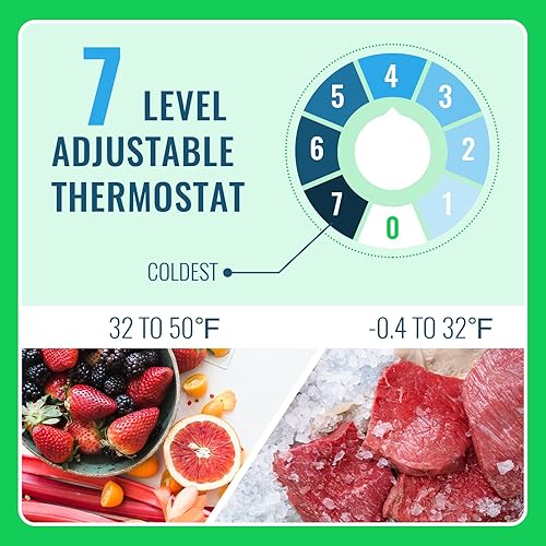 Miniatura 4 de Mini refrigerador de 2.4 pies cúbicos con congelador y doble puerta, pequeño refrigerador de tamaño pequeño con 7 perillas de control de