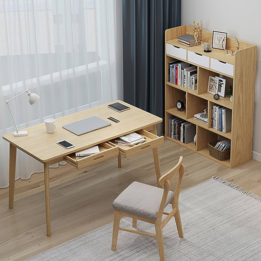 Amazon | 引き出し2つ付き木製デスク、ホームオフィスワーク