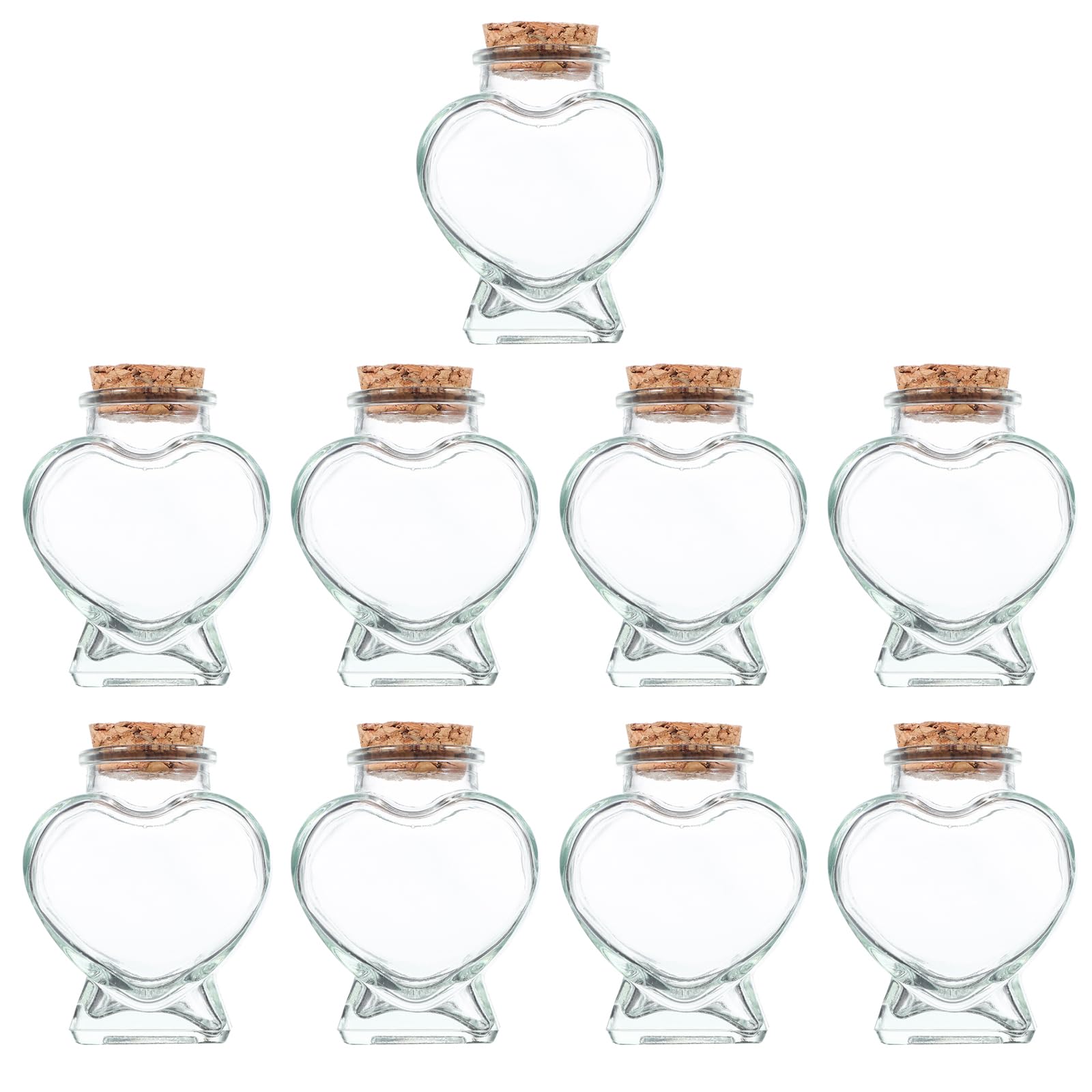 GLEAVI 9pezzi Contenitori di Vetro Forma di Cuore Piccoli Bottigliette dei Desideri Barattoli di Incantesimi per Messaggi Bomboniere Feste di Matrimonio Contenitori di Vetro Forma