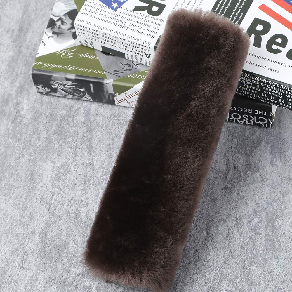 OGLAND Genuine Sheepskin Soft Fuzzy Car Seat Belt Pad,Comdy Fluffy Seat Belt Cover for Shoulder Pad Neck Cushion Protector Car Accessories Woman Man