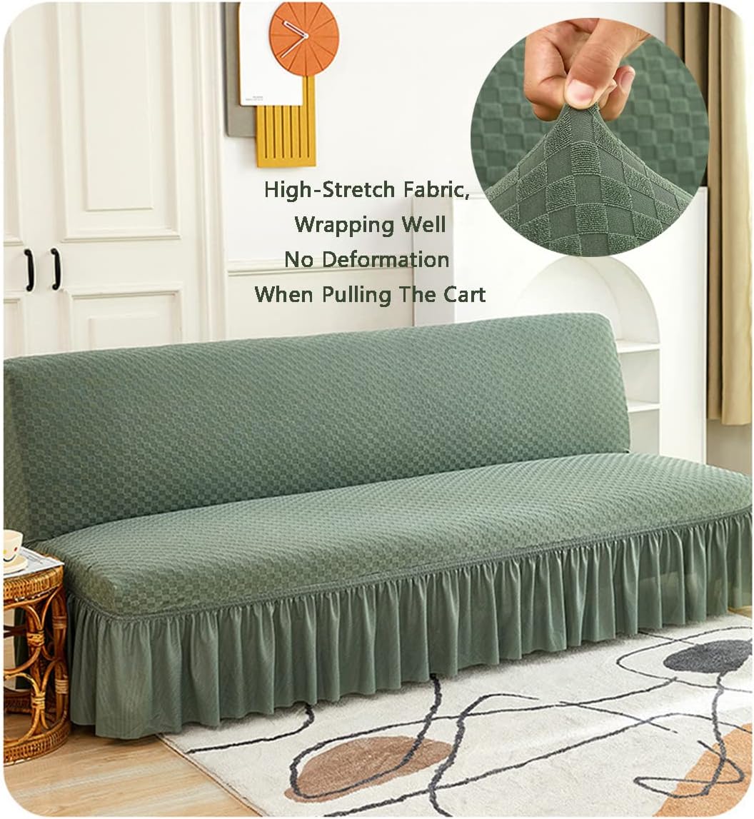 YOPOIY Plaid Sofa Bed Cover Thick Stretch Folding Sofa Bed Cover Without Armrest Skirt Type Foldable Futon Straight Couch Slipcover Washable -I-