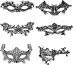 Cleminsta 6 Pack Black Lace Eye Mask Sexy Lace Eye Mask Eye Mask Lace Mask Halloween Carnival Evening Dress Dance Prom