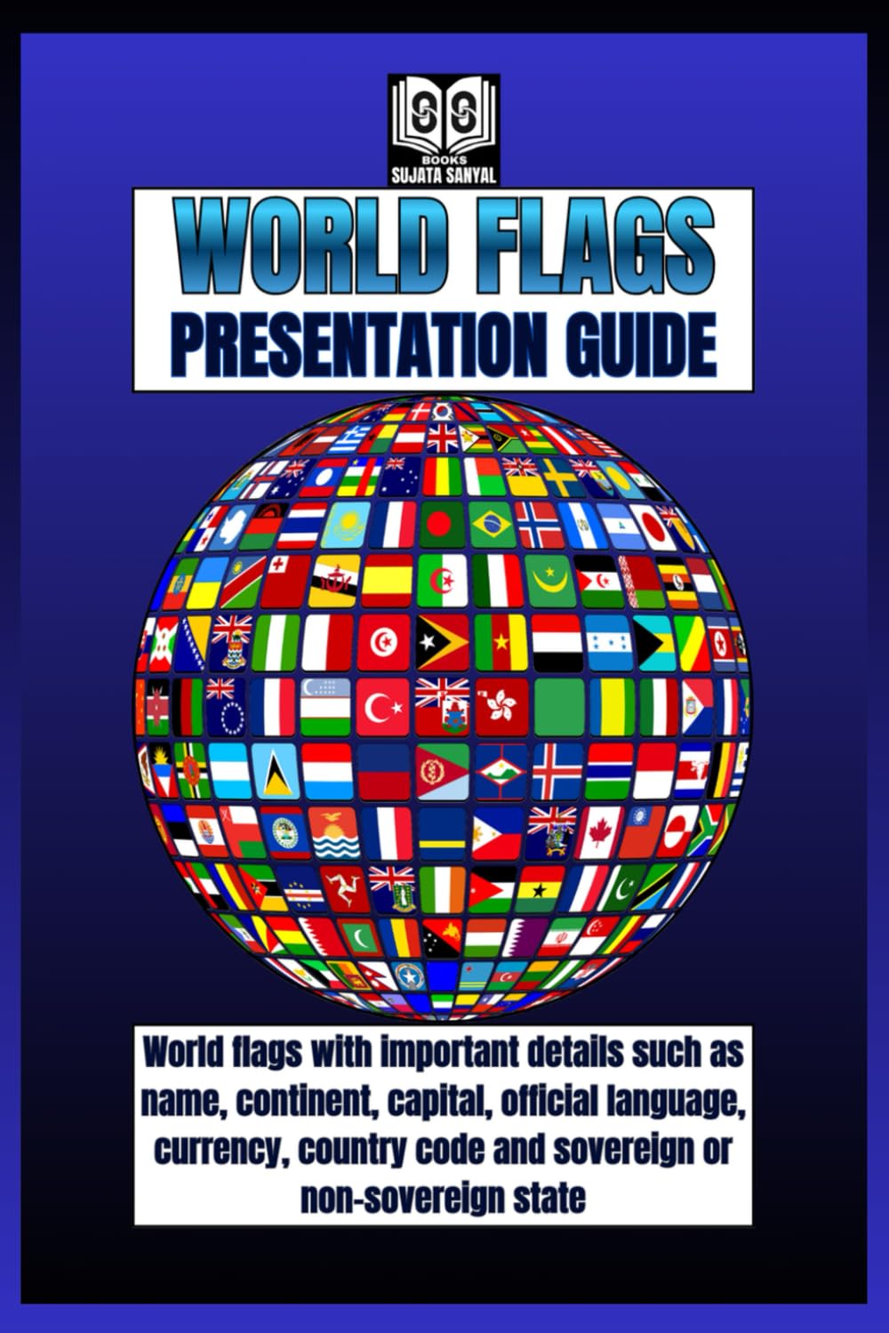 WORLD FLAGS: PRESENTATION GUIDE: Flags guide with some details of each country, like its name, continent, capital, official language, currency, country code, and whether it’s sovereign or not