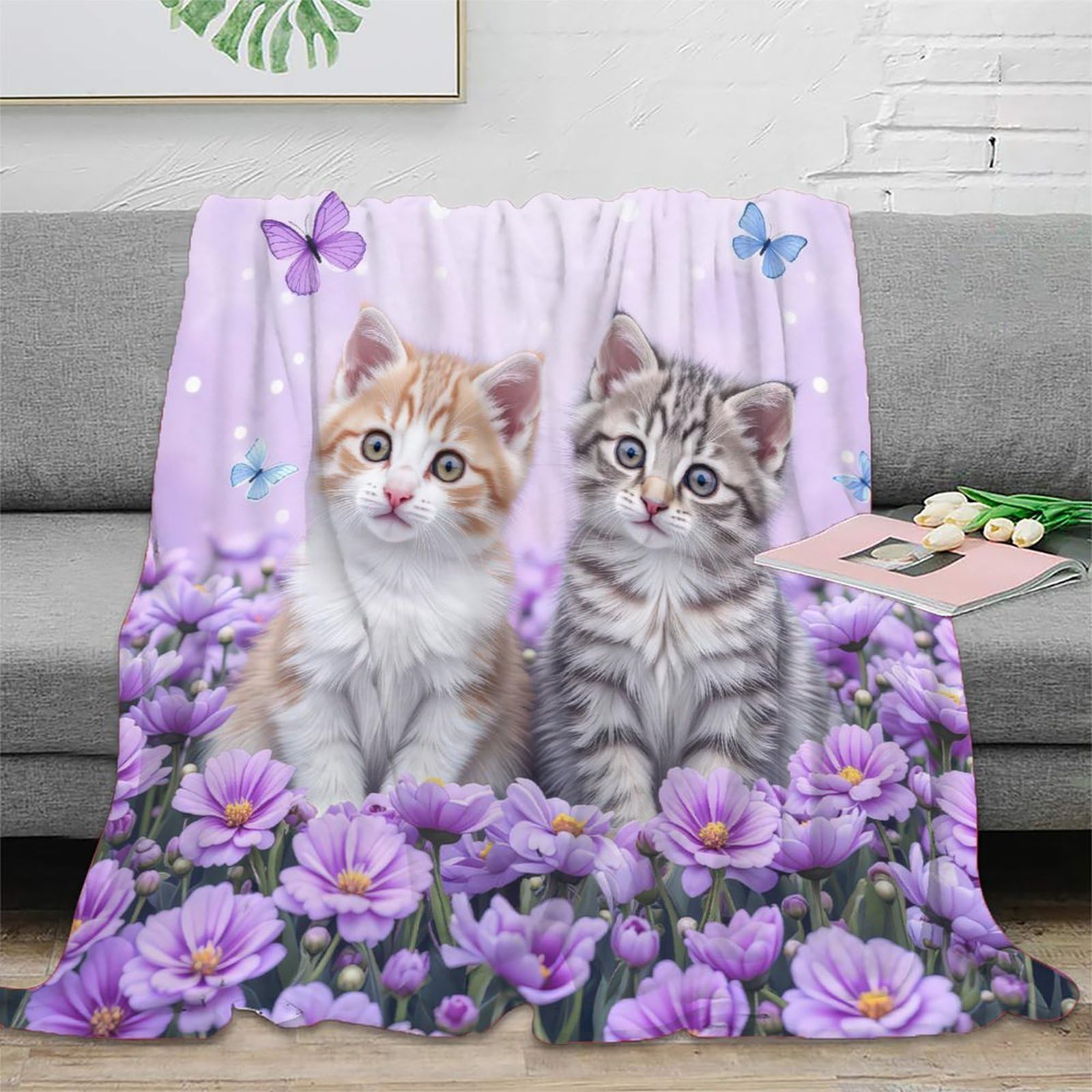 Couverture antistatique adieu les peluches jeté de canapé microfibre chat 3D