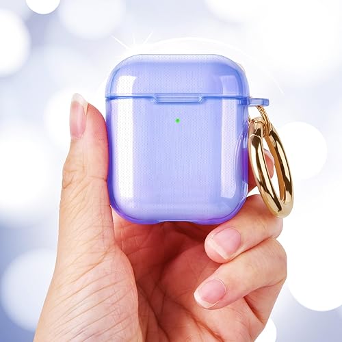 Miniatura 5 de AIRSPO Funda para Airpods, funda protectora de TPU suave transparente compatible con Apple AirPods 12 funda de carga inalámbrica con llavero (azul