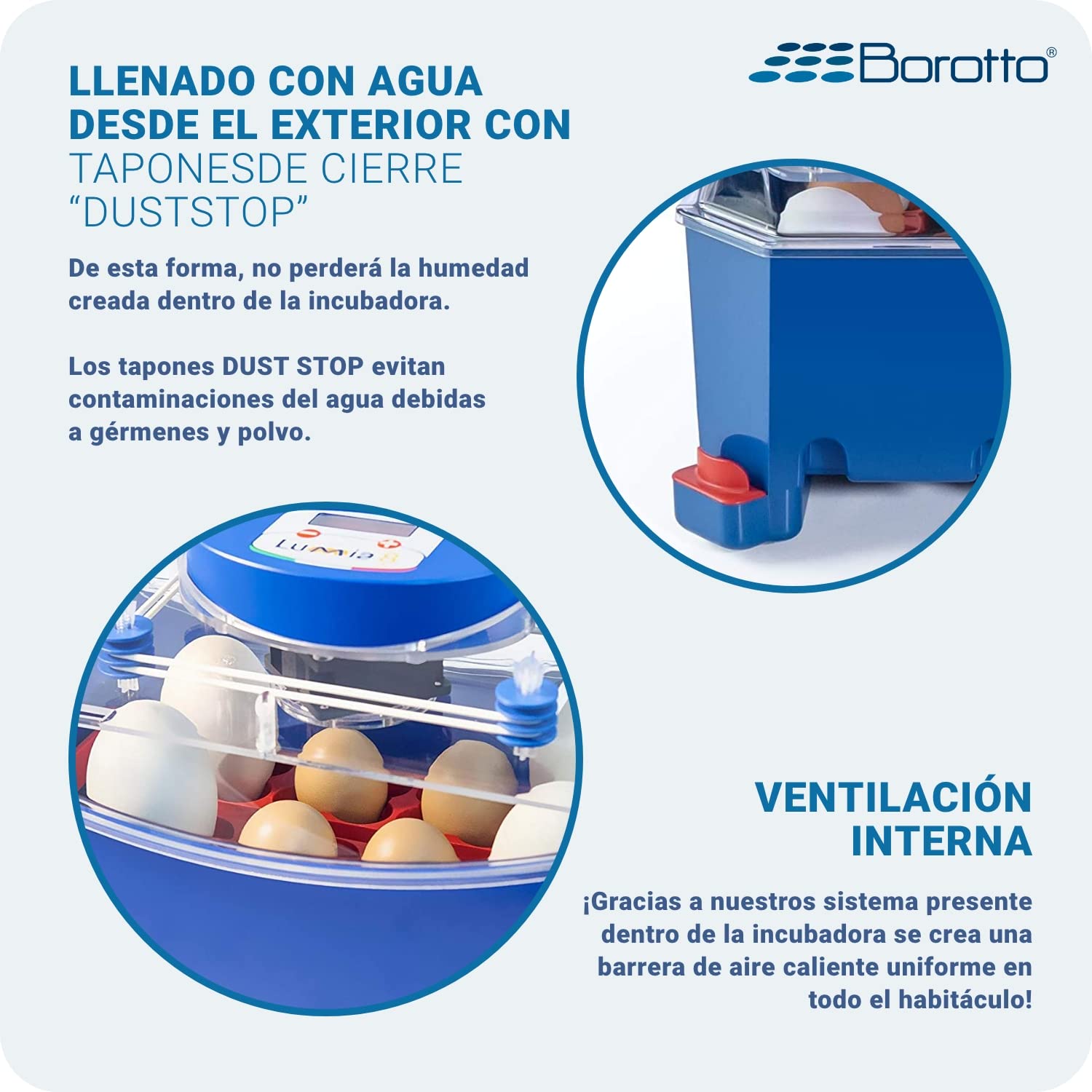 Borotto Lumia 8 | Incubadora de Huevos Automática Profesional Patentada para 8 Huevos o 32 Pequeños con Volteador de Huevos Automático y Control de Temperatura | Made in Italy