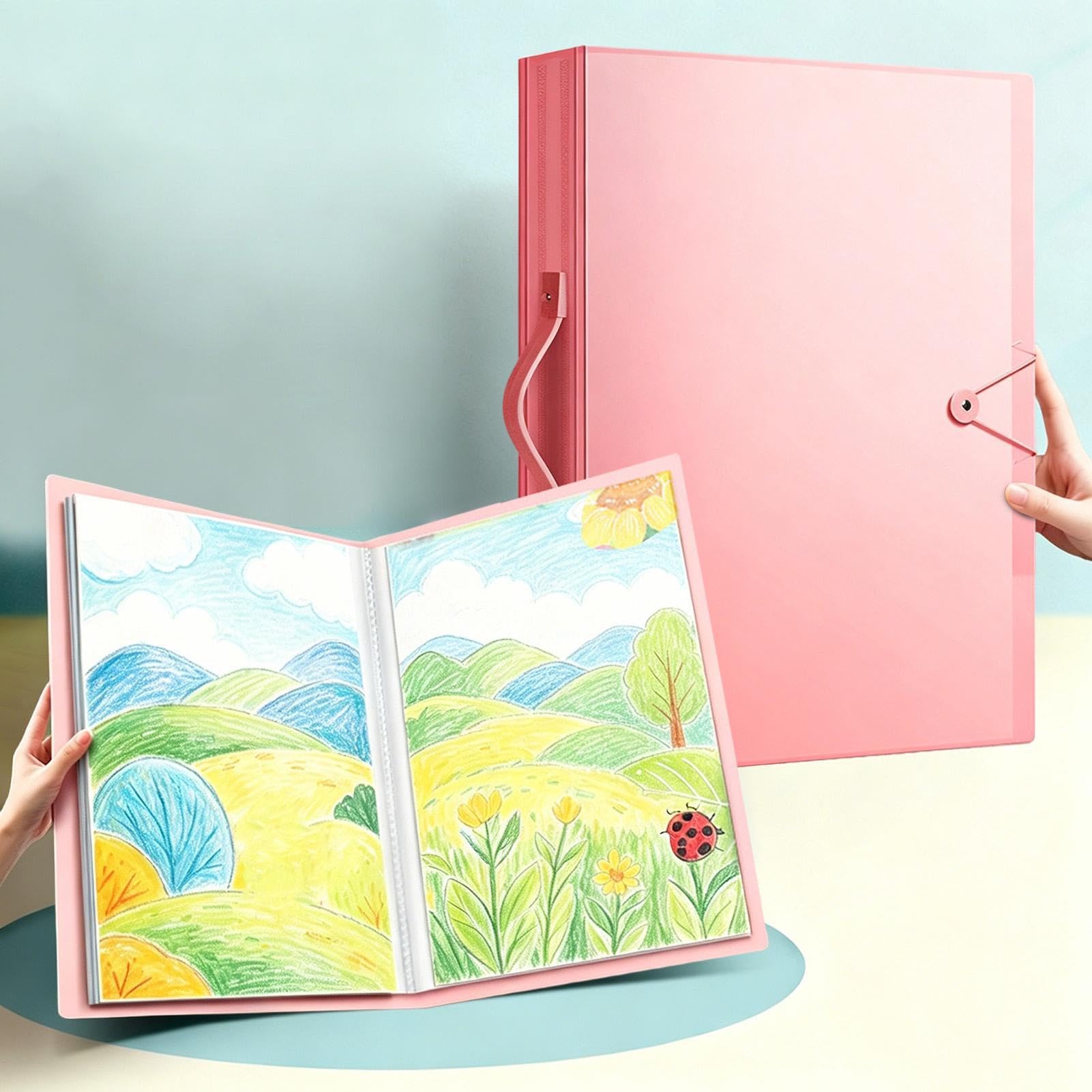 -Carpeta - 60 bolsillos Organizador de maletas portátil duradero | Carpeta transparente de compartimentos - Para pinturas, certificados, oficina, aula, hogar, dormitorio, escritorio, estudio, mujeres