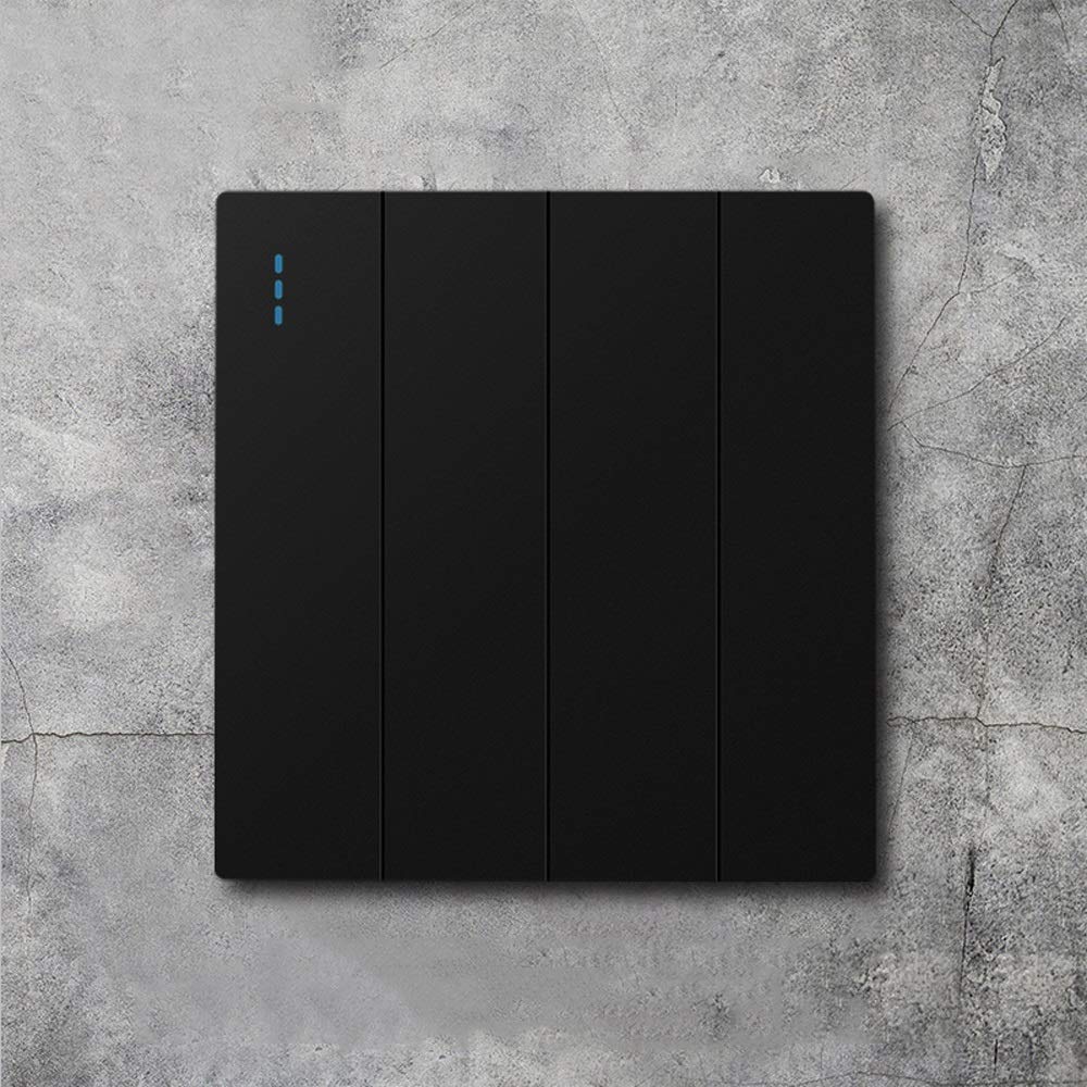 Interruptor de pared,Interruptor basculante, Interruptor basculante de PC negro Interruptor de luz interior Panel de control de pared 86 Interruptor de llave de panel grande sin marco con luz indicado