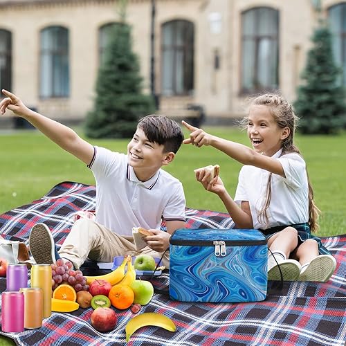 Miniatura 3 de QsirBC Bolsa de almuerzo aislada abstracta de mármol líquido, bolsa de almuerzo reutilizable para mujeres, bolsa cuadrada de comida para adultos y