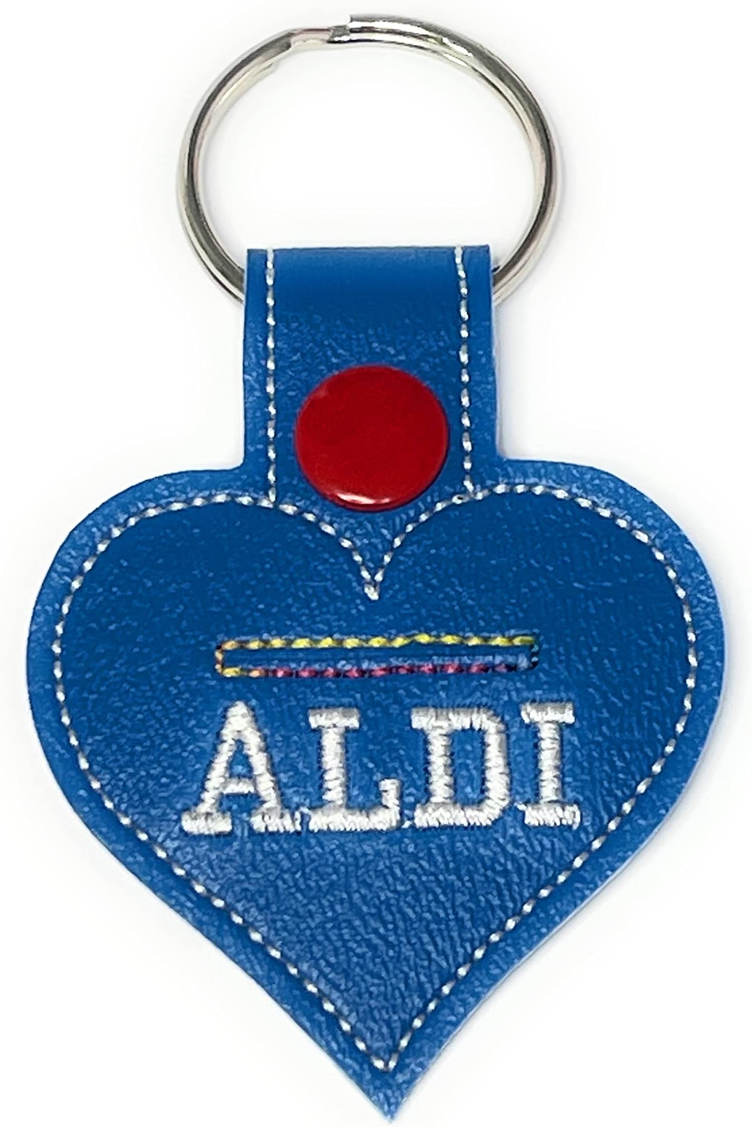 Aldi Quarter Holder Keychain, Aldi Keychain with Quarter Holder, Heart Shaped with Red Snap