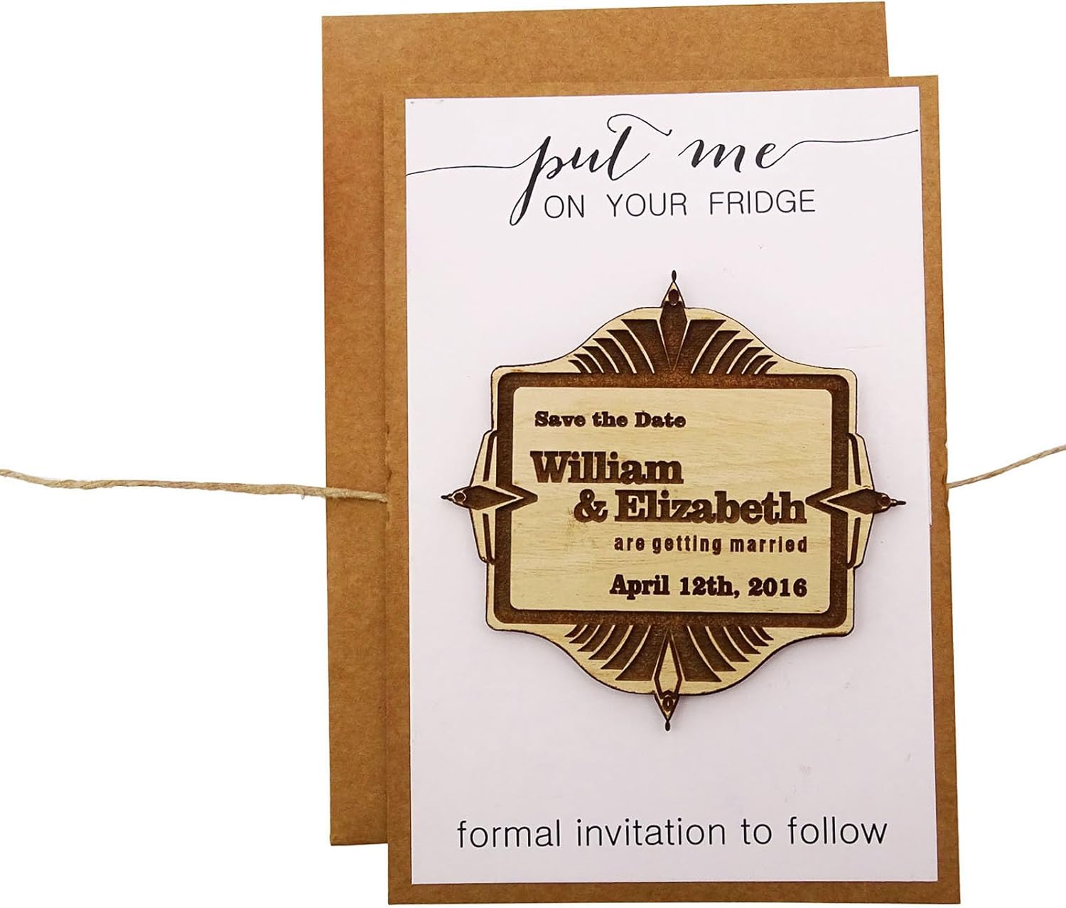 Personalized Wedding Save The Date Cards 50 Rustic Engraved Wood Magnets with Envelopes Wedding Announcements