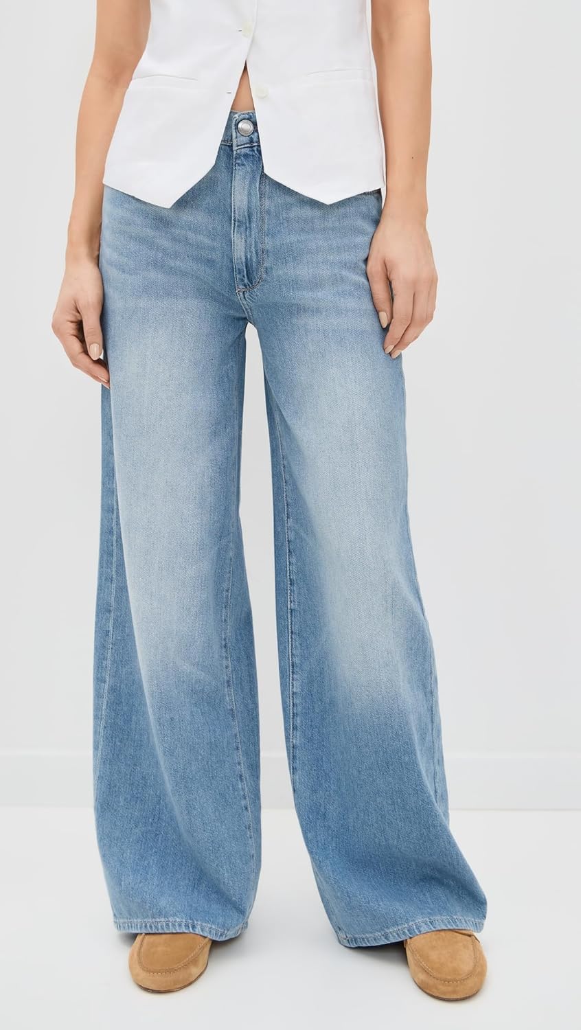 DL1961 Women's DL Aura Hepburn Wide Leg High Rise Jeans - Image 2