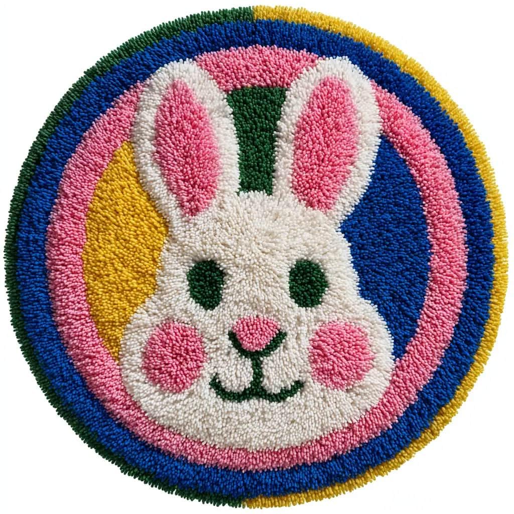 Wallustrioaw F Round Latch Hook Rug Kits Rabbit Or Adults And Starter 50*50Cm