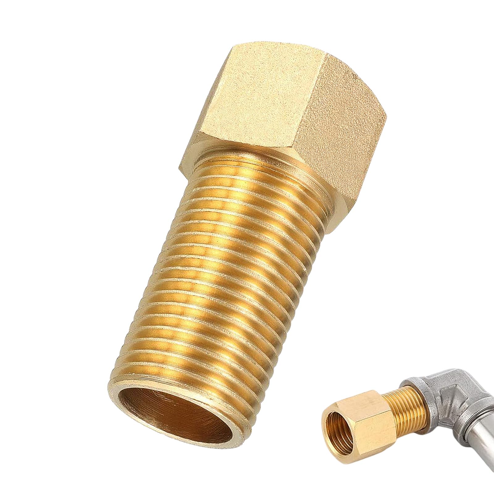 QIHAWN 1/2" Brass Pipe Fitting, Male Female Extension Adapter for Plumbing