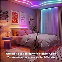 Vista 6 de Tira de luces LED – Tira de luz LED de sincronización de música de 65.6 pies – Decoración premium del hogar – Tira LED RGB multicolor con control