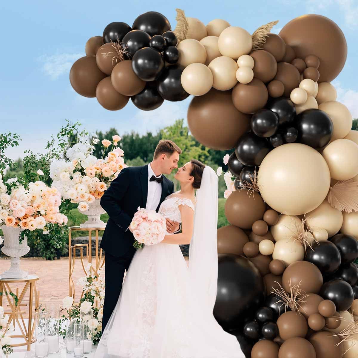 Black Brown Nude Balloon Garland Arch Kit, 155Pcs Latex Balloons Different Size 18 12 10 5 inch for Boy First Rodeo, Wild West Country Birthday, Farm Fiesta Party Decorations