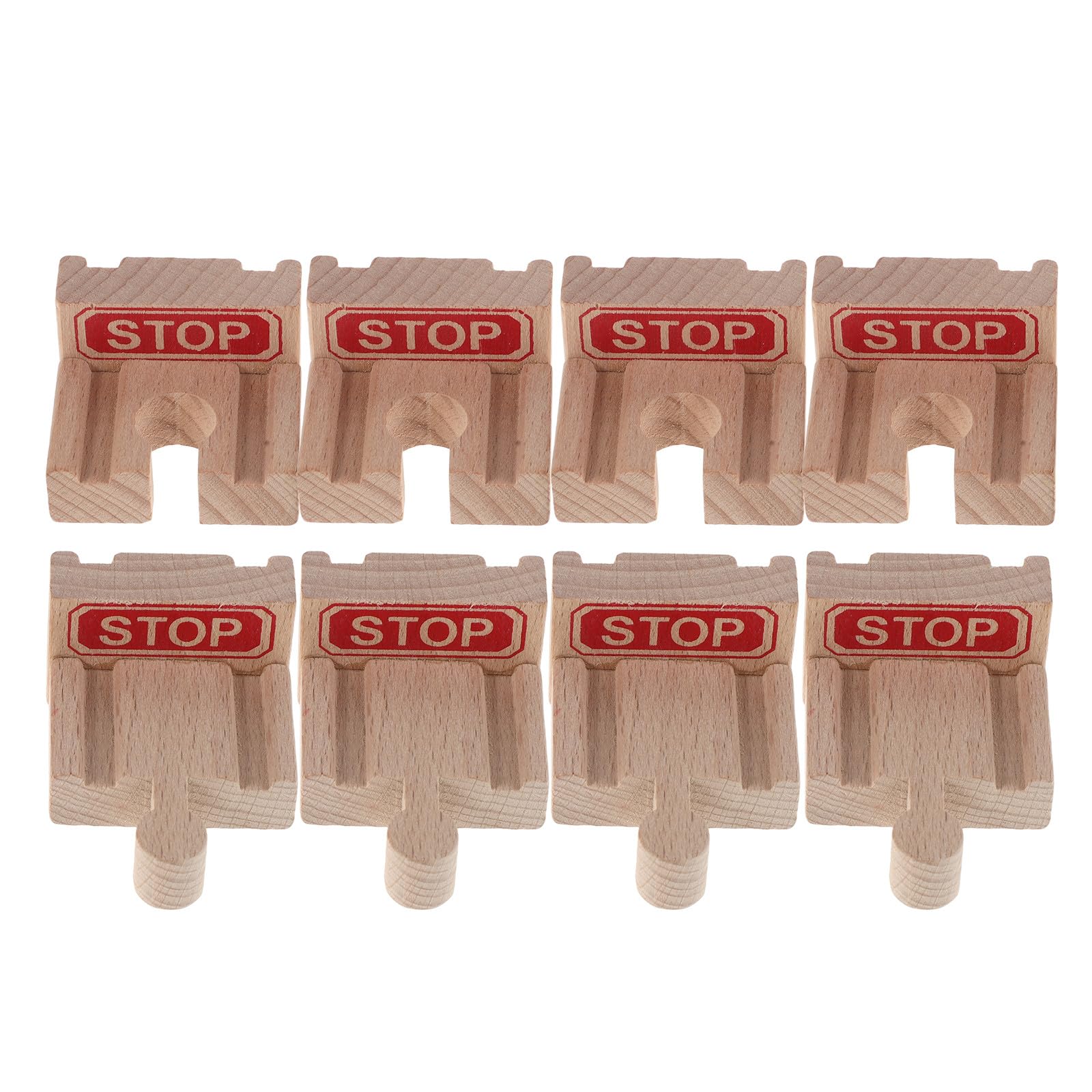Veemoon 4sets Wooden Train Tracks Track End Bumper Buffer Stop for Train Wood Connector for Boys and Girls Building Block Toy for Home Outdoor Use