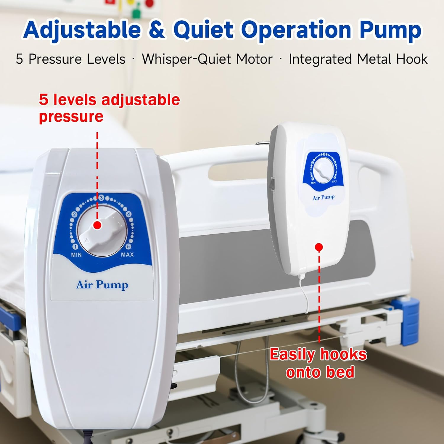 Alternating Air Pressure Mattress Pad, Bed Sore Prevention Solution, Hospital Bed Mattress Topper with Quiet Pump for Bedridden Patients, Ulcer Prevention Air Pads for Home Care