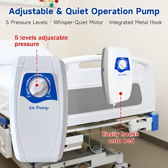 Alternating Air Pressure Mattress Pad, Hospital Bed Mattress Topper with Whisper Quiet Pump, Bed Sore Prevention Solution, Anti Decubitus Air Pads Bubble Pad Cushion for Hospital & Home Care Beds