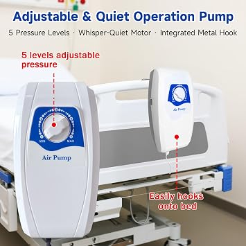 Alternating Air Pressure Mattress Pad, Hospital Bed Mattress Topper with Whisper Quiet Pump, Bed Sore Prevention Solution, Anti Decubitus Air Pads Bubble Pad Cushion for Hospital & Home Care Beds