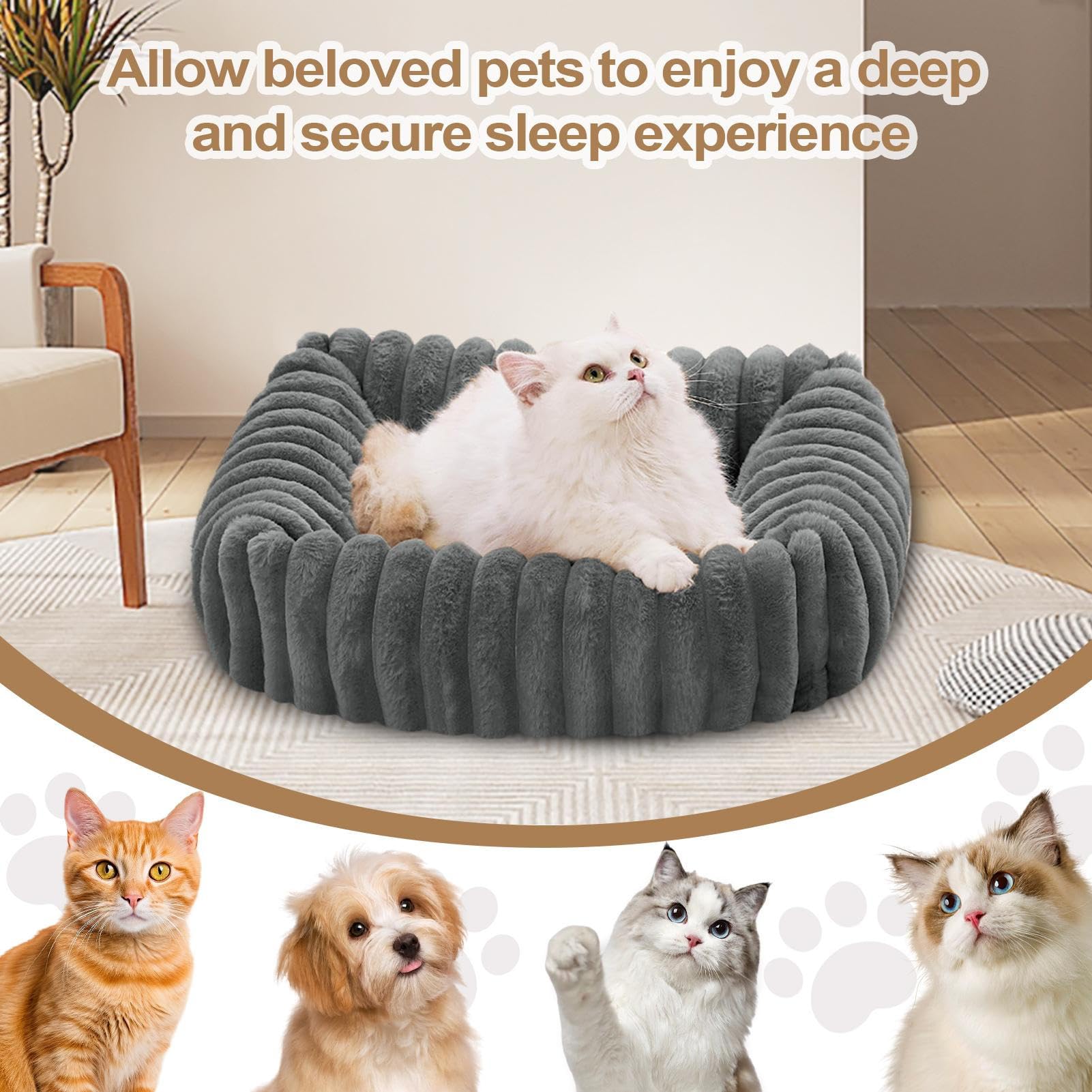Colchoneta Cama Gatos Cálida Confortable Almohadilla de Felpa y Cojín para | Suave Cálida Cama para Cachorros Hogar, Apartamento, Balcón, Viaje, Exterior E