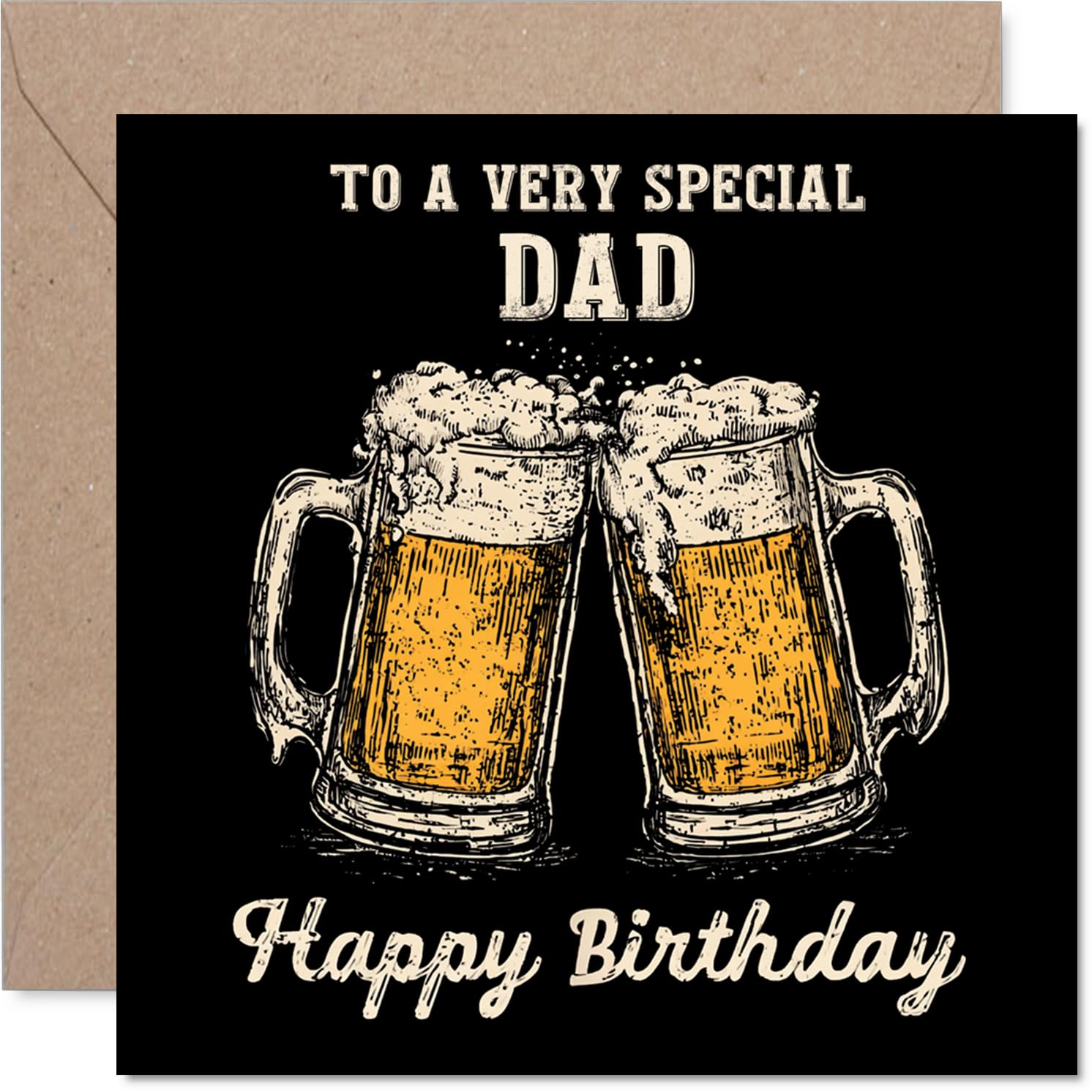 Dad Birthday Card - Bday Beer - Happy Birthday Card for Dad from Son Daughter, 145mm Cheers Beer Greeting Cards