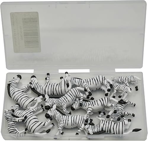 Miniatura 4 de Pinenjoy 12 figuras miniatura de cebra, figuras de animales de la selva de safari, adornos de plástico para tartas para bricolaje, jardín de hadas,