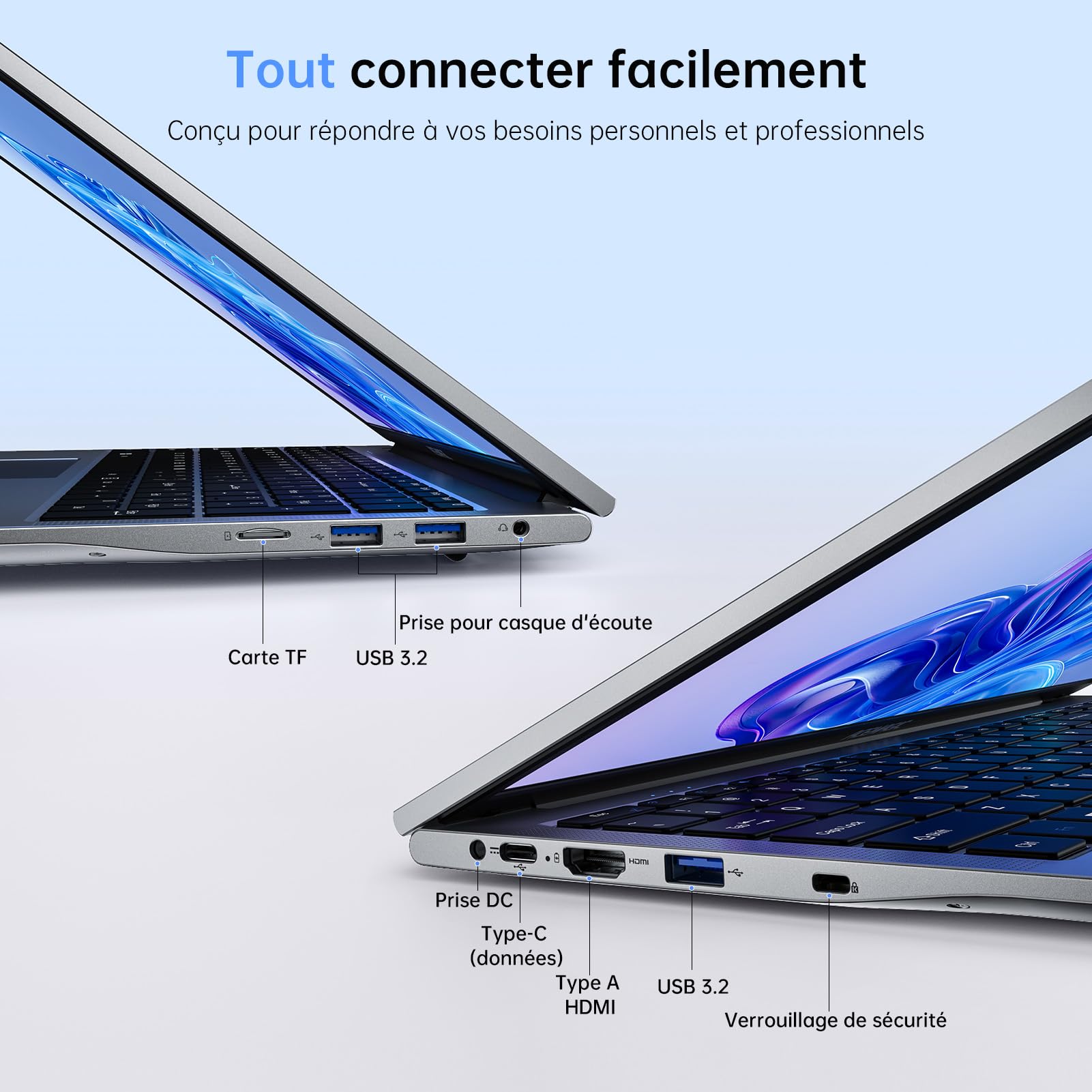 Ordinateur Portable 17,3 Pouces, Pc Portable Avec Fréquence Maximale 3,6 GHz, 16 Go De Mémoire DDR4, SSD 512 Go, Wi-Fi 5 Et Bluetooth 5.0, Batterie 6000 mAh, Idéal Pour Le Bureau Et Le Divertissement