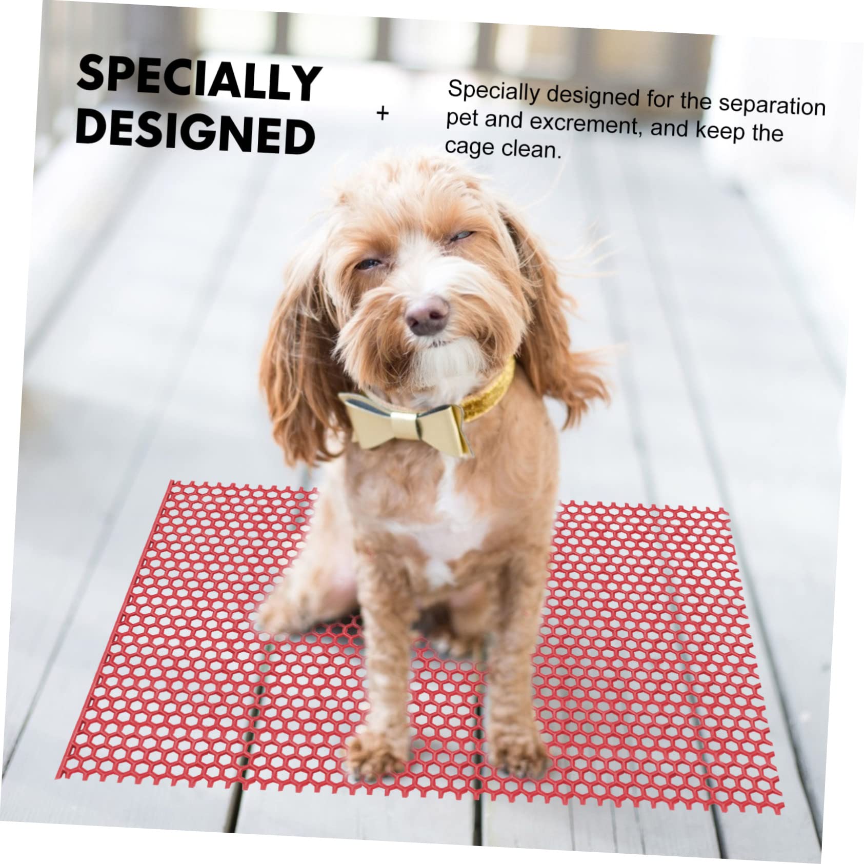 Tappetino Base Isolante per Gabbia in Pvc per Cani Bordi Arrotondati Accessorio Veloce Drenaggio Dell'urina per Recinto Animale Domestico per Cuccia Rossa
