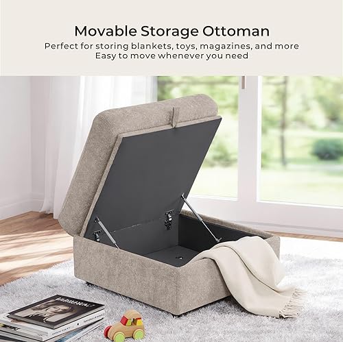 Miniatura 7 de CHITA Sofás seccionales extra grandes para sala de estar, sofá modular Cloud con diván, otomano con almacenamiento, sofá en forma de L de 3 plazas,