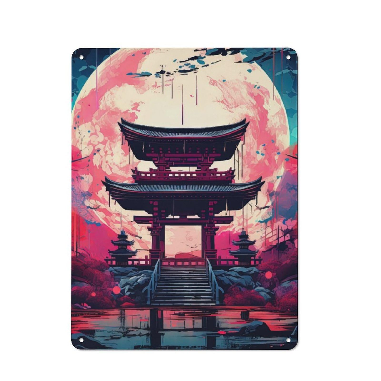 Junmoney Japanese Gate Anime Rustic Metal Sign 40X30cm For Hobby Room Or Studio, For Kitchen, Dining Room And Home Bar Wall Decor