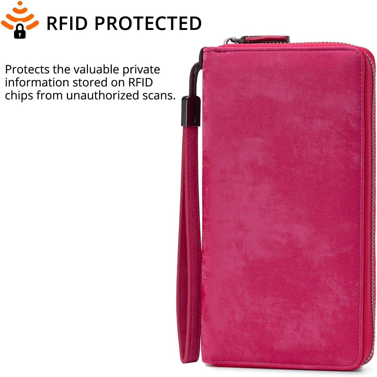 Bveyzi Women RFID Blocking Wallet Leather Zip Around Phone Clutch Large Capacity Ladies Travel Purse Wristlet | RFID Blocking, Zip Around, Large Capacity - Image 3