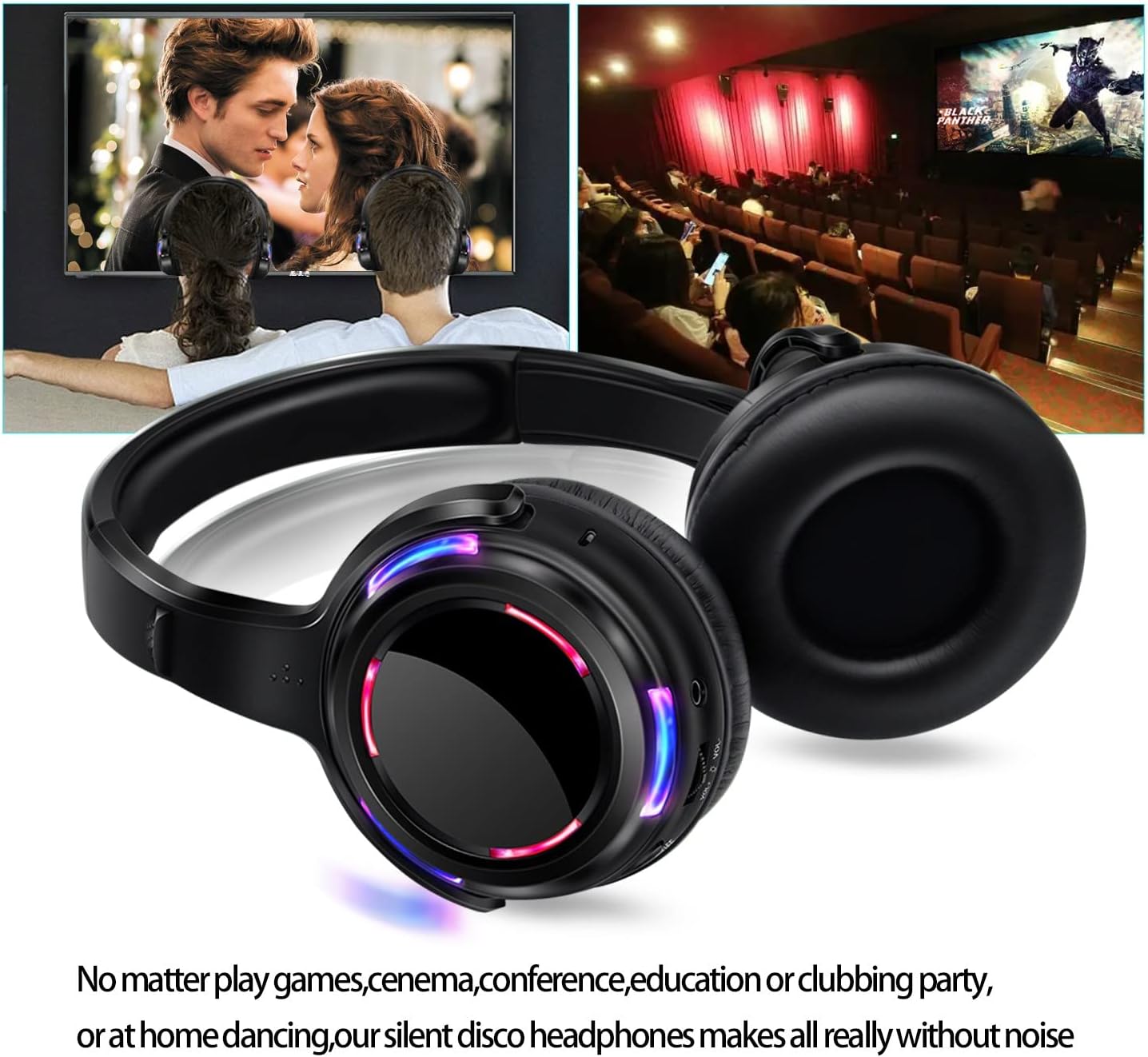 professional rechargeable rf silent disco wireless headphones for parties events weddings movies clubbing up to 1600 feet distance 10 headphones and