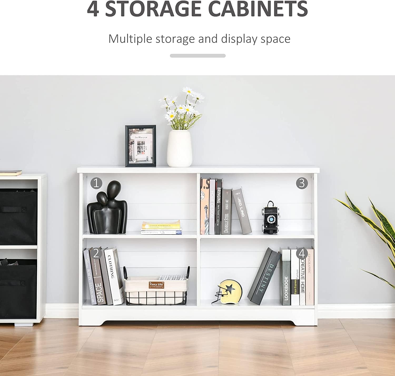 Buy Royal Woods Industrial Storage Cube Wood Bookcase, 2 Tier 4 Cube