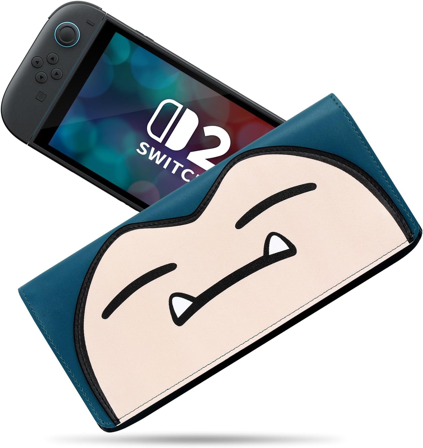 PALPOW Switch 2 Case Compatible for Nintendo Switch 2 Console,Slim Carrying Travel Case with 5 Game Card Holders,Carry Cute Leather Sleeve Pouch for Nintendo Switch Console & Accessories - Blue