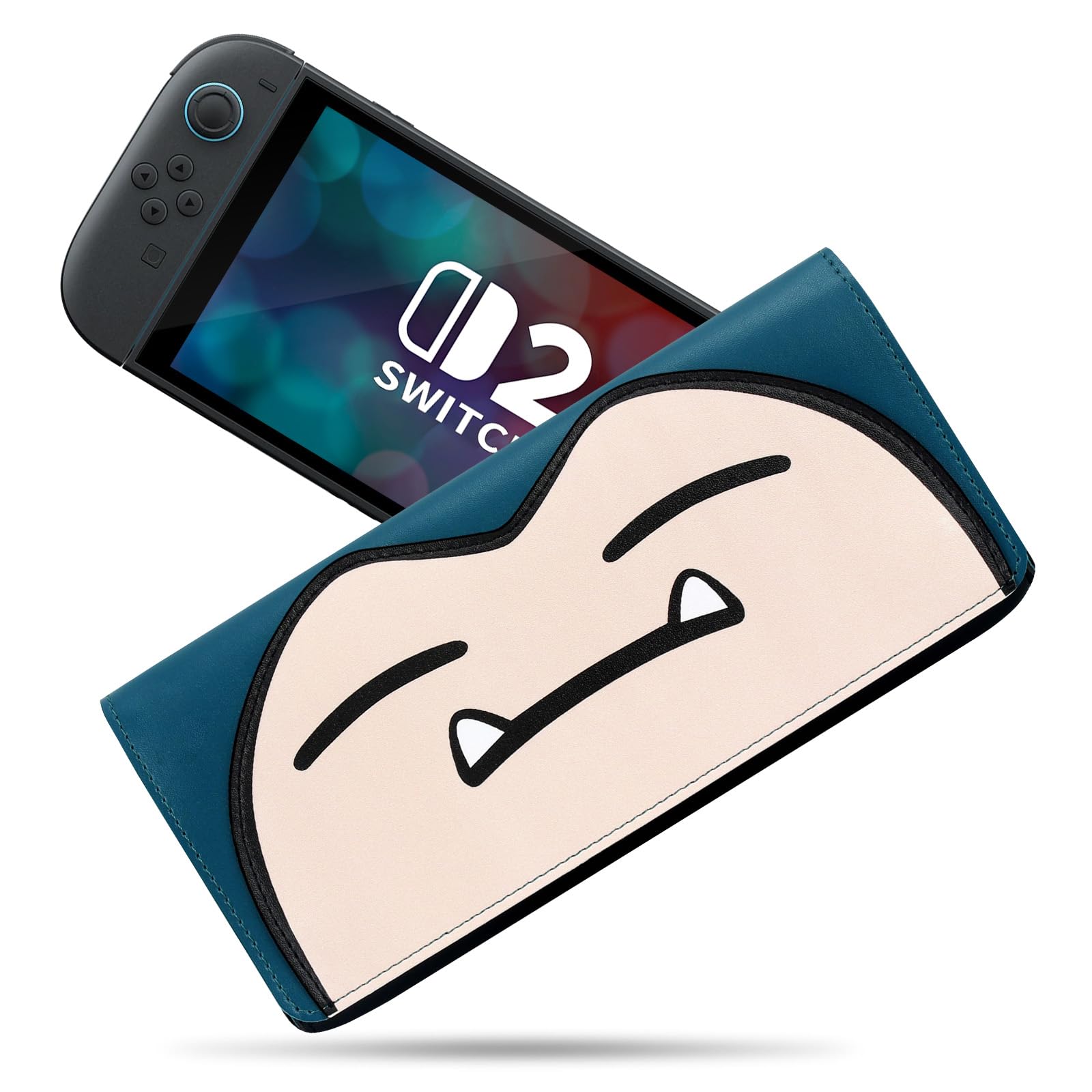 PALPOW Switch 2 Case Compatible for Nintendo Switch 2 Console,Slim Carrying Travel Case with 5 Game Card Holders,Carry Cute Leather Sleeve Pouch for Nintendo Switch Console & Accessories - Blue