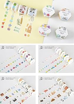 Amazon | 水彩風 ダイカット マスキングテープ (フレア) 18mm