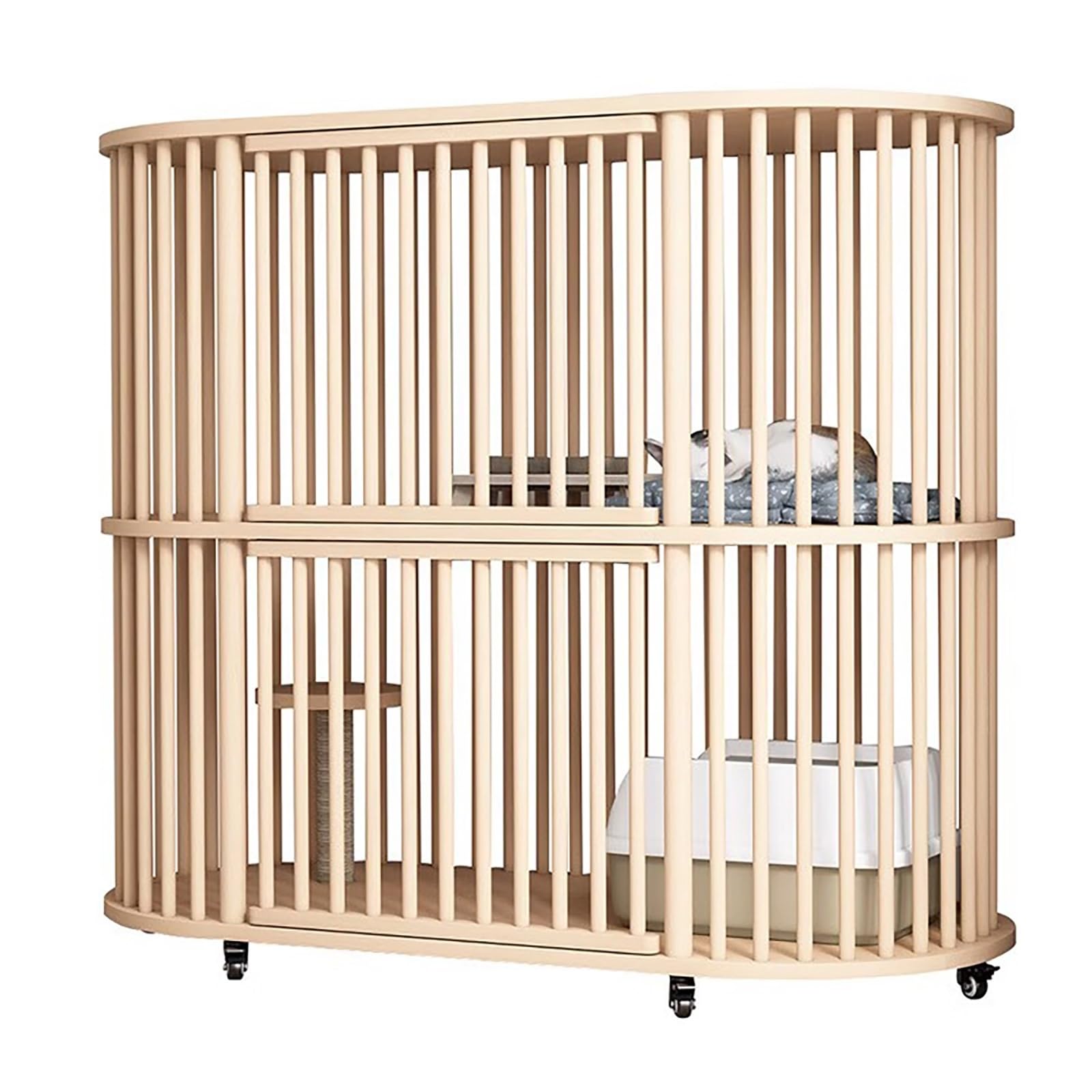 Enclos chat bois massif sécurisé grande cage pour chat d'intérieur amovible