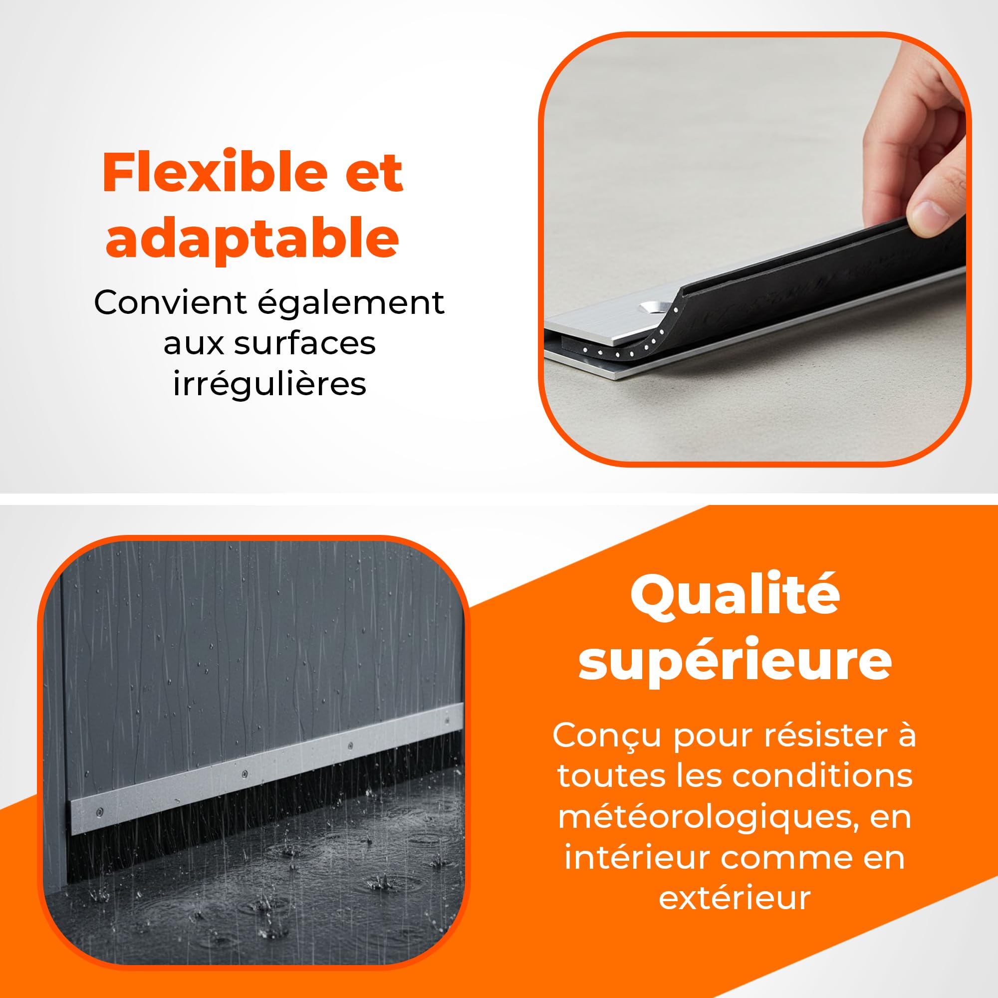 Breite Türdichtungs-Set 3m x 40mm | Joint Porte Entree Anti Rongeurs Haute Resistance avec Renfort Acier Inoxydable | Etanchéité Garage Portail Rolltore Protection Météo et Nuisibles