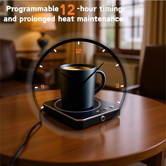 Smart Coffee Mug Warmer for Desk - Electric Cup Warmer with 3 Temperature Settings, Portable Beverage Warmer for All Mugs | Office Accessories & Gift (black)