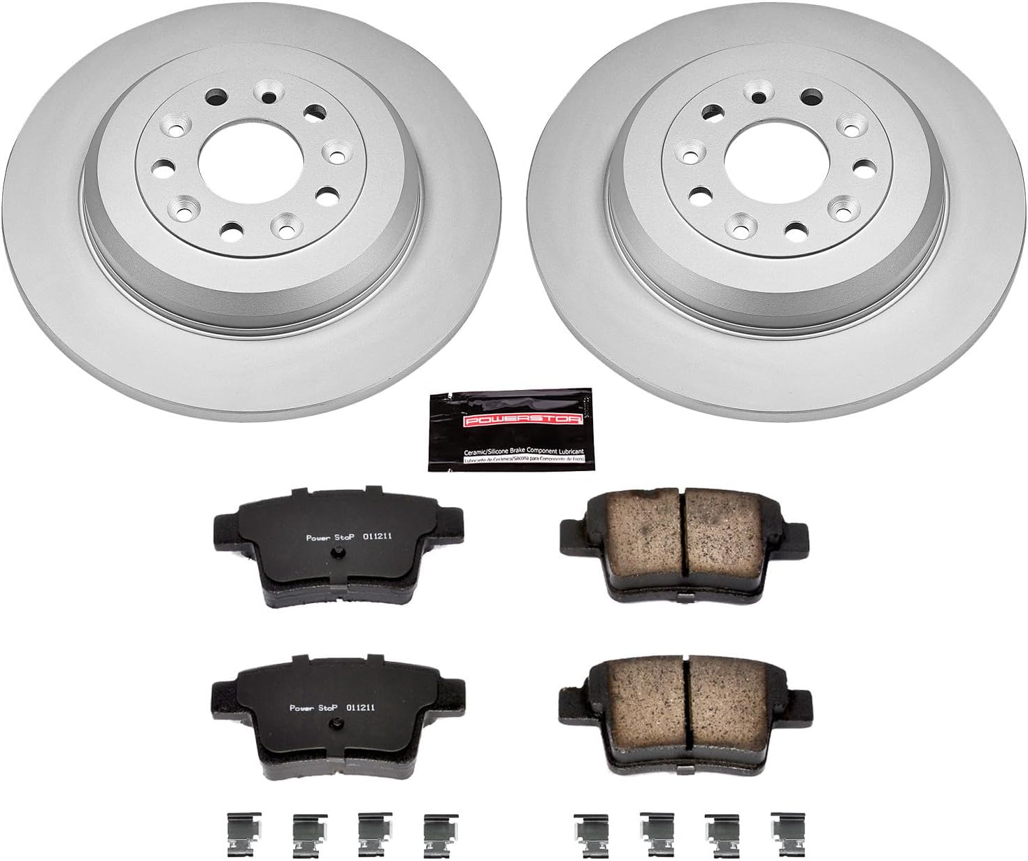 PowerStop Rear Brake Kit For Ford Five Hundred 2005-07 |Freestyle 2005-07 |Taurus 2008-09 |Taurus X 2008-09 - Fully-Coated Disc Rotors with Z17 Ceramic Brake Pads Replacement, CRK4600