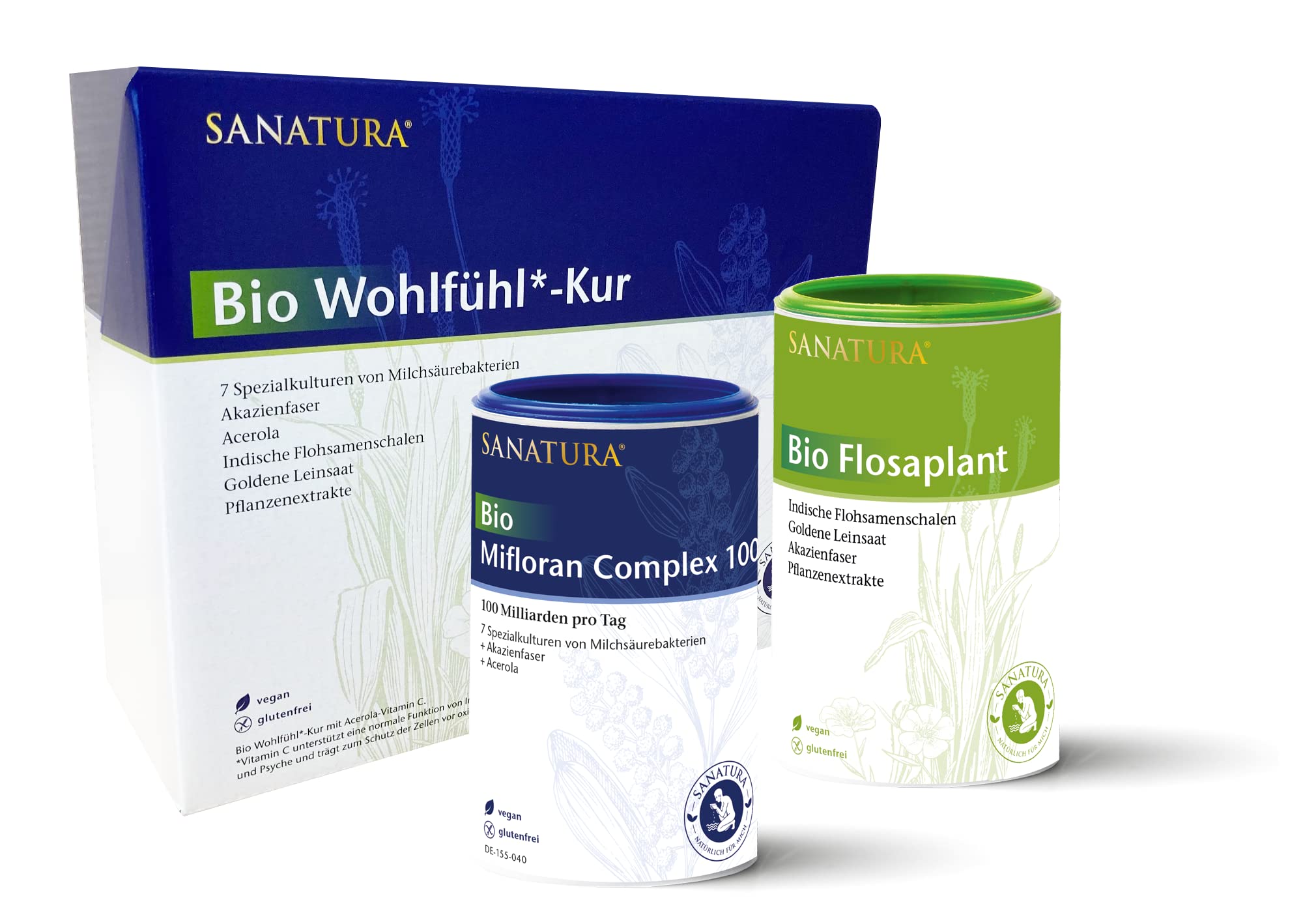 Sanatura Bio Wohlfühl-Kur - 30 Tage für ein gutes Bauchgefühl - Kur u.a. mit Milchsäurebakterien, Akazienfaser, Flohsamenschalen, Acerola, Pflanzenextrakten