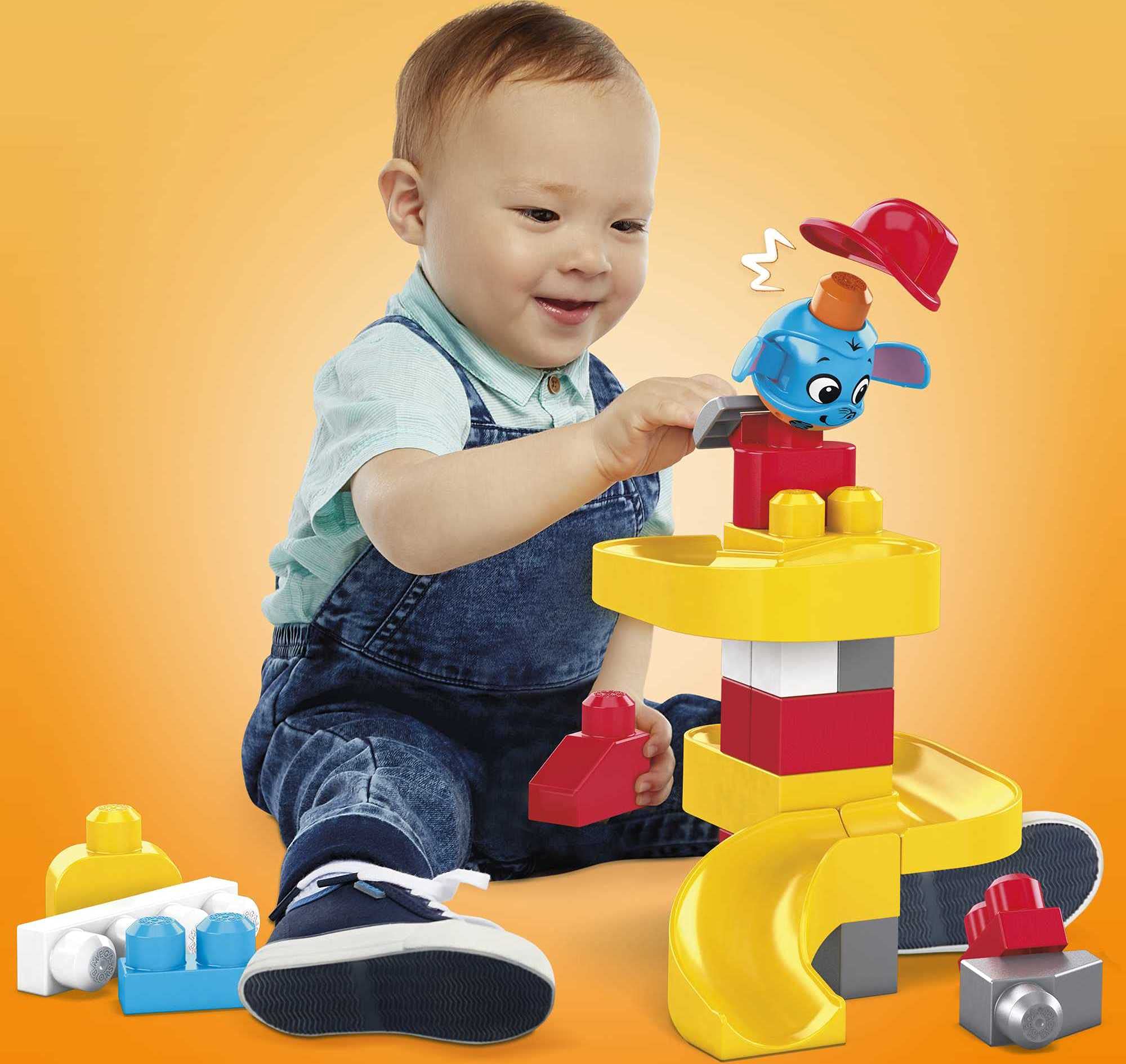 Mega Bloks- Bubù Cuccioli e la Stazione dei Pompieri, con 50 Blocchi da Costruzione, Giocattolo per Bambini 1+ Anni, GYH11