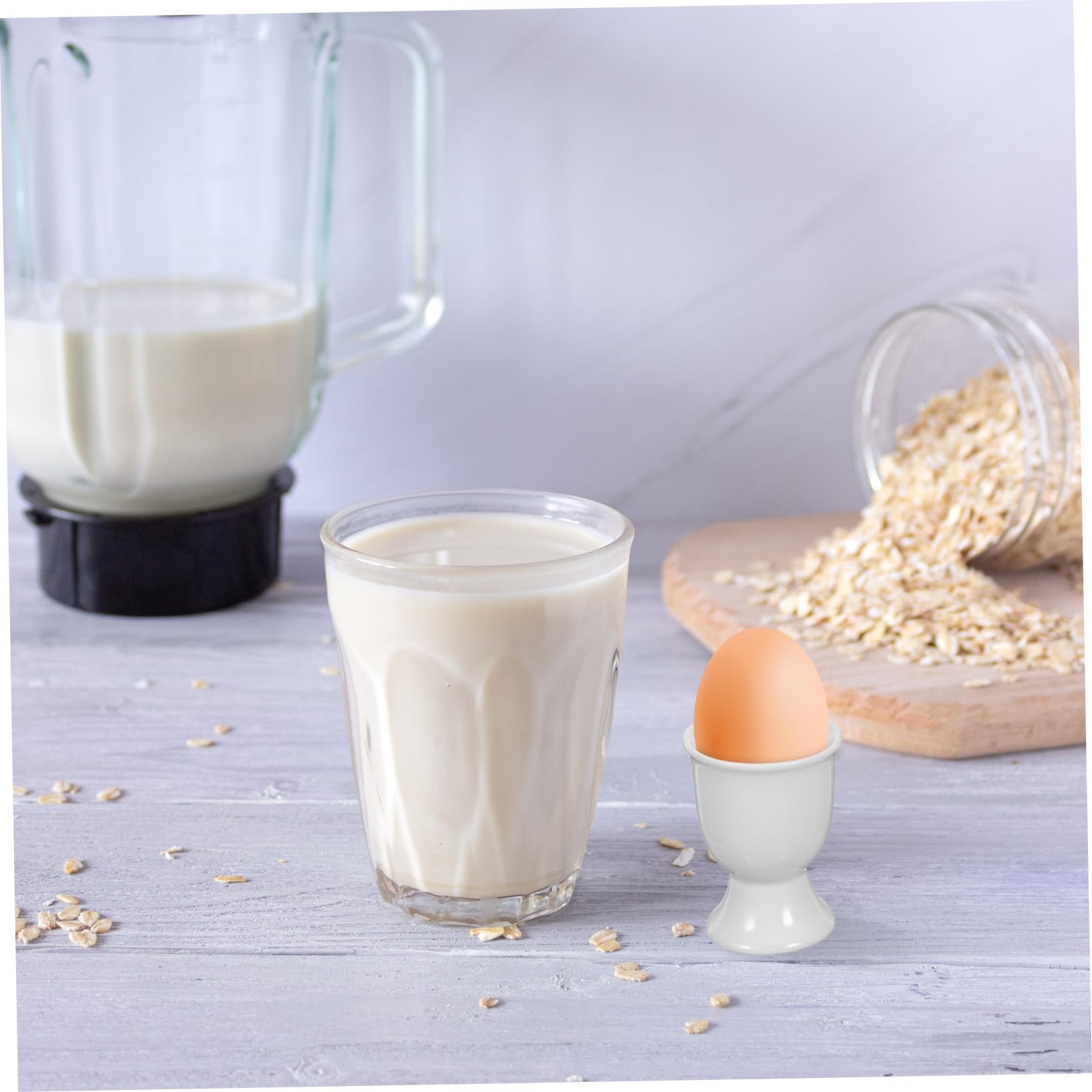 Coquetiers en Céramique Blancs, Lot de 6 pour Petit Déjeuner Cuisine | Maintiennent les Œufs à Coque, Présentation Élégante, Usage Quotidien, Service à Table et Rangement