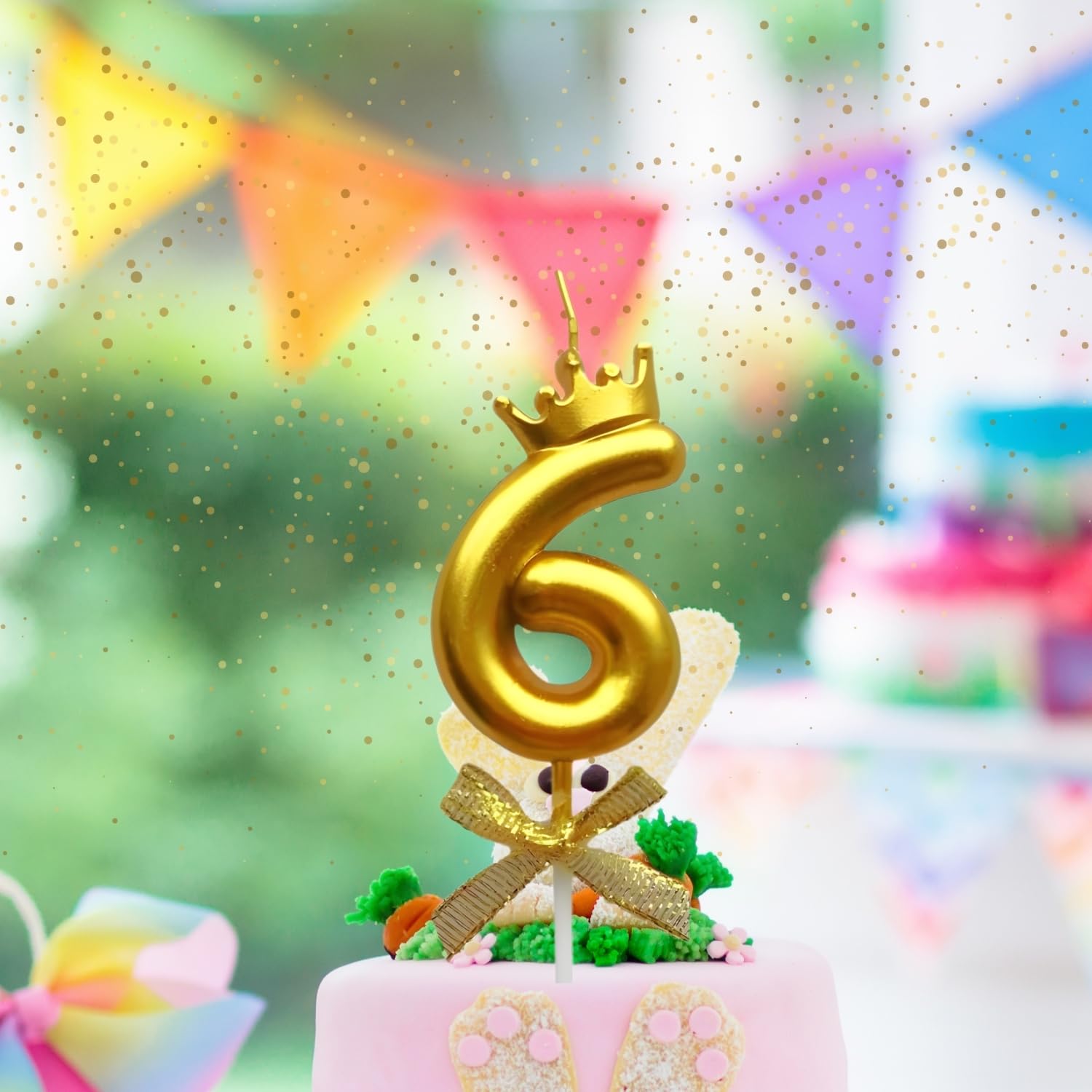 KITTER 1 Pc 6 Number Crown Candle for Birthday Cake Metallic Golden Number 6 Birthday Cake Decoration Cake Topper Candles with Crown on Top 0-9 Numbers Candles for Anniversary (Pack of 1, Gold)-image-11