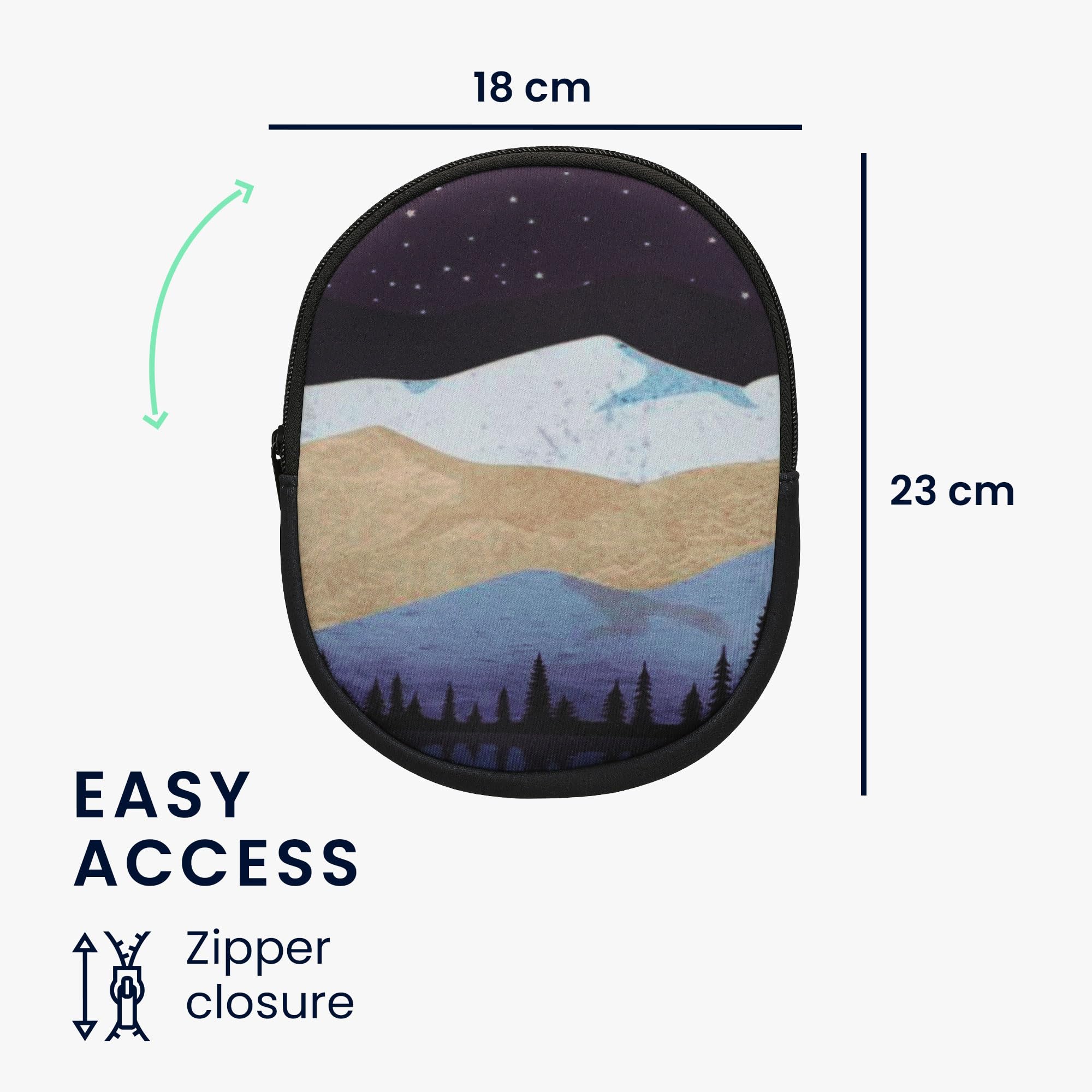 Kwmobile Neoprene Case Compatible With In-Ear Headphones - Case With Zip - Starry Night Lake